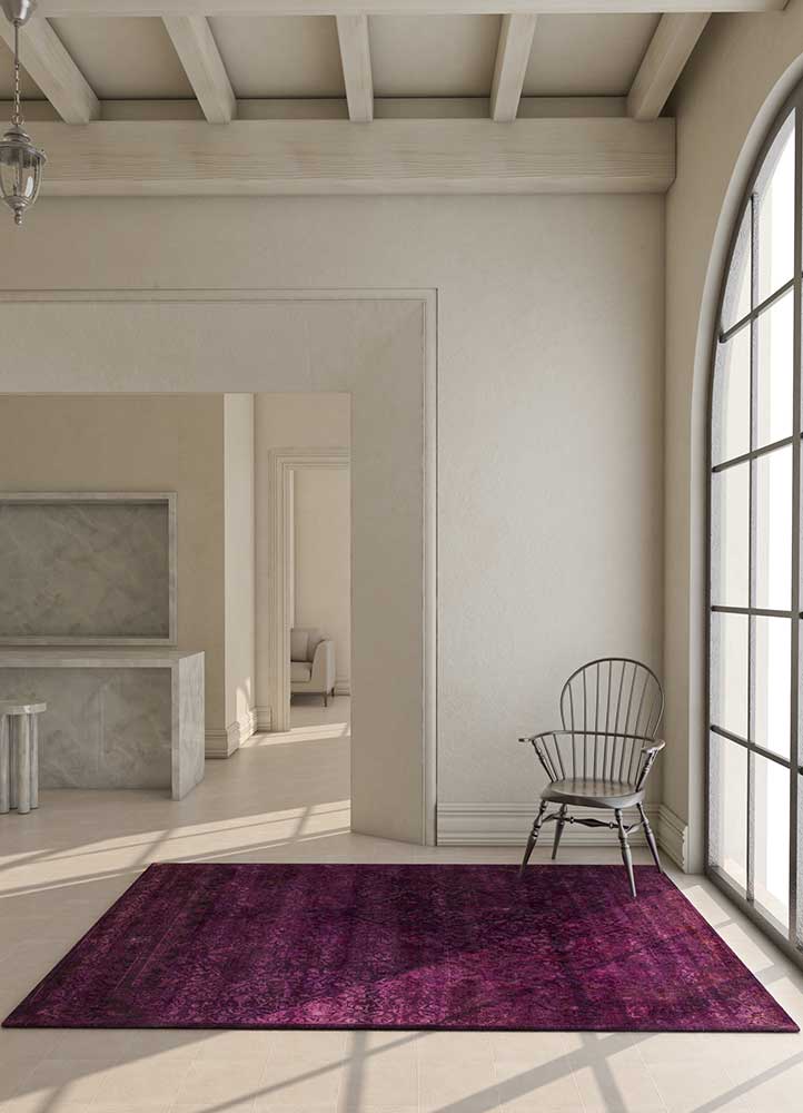 far east pink and purple wool and silk Hand Knotted Rug - RoomScene