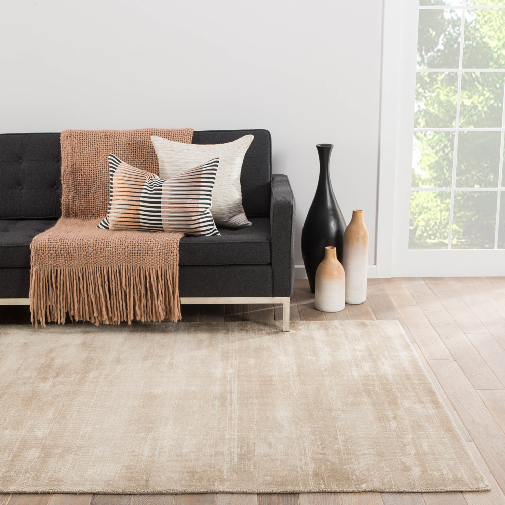 basis beige and brown viscose Hand Loom Rug - RoomScene