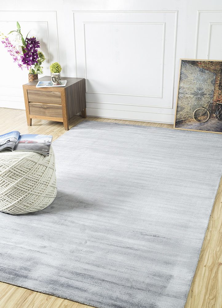 basis grey and black viscose Hand Loom Rug - RoomScene