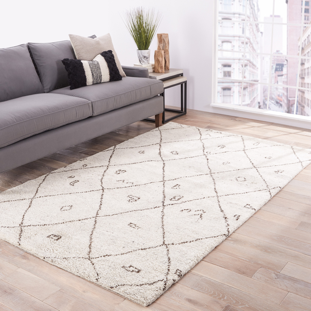 zuri beige and brown wool Hand Knotted Rug - RoomScene