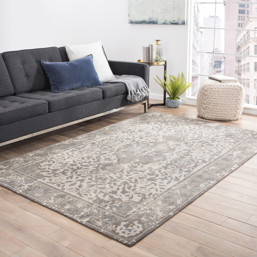 erbe grey and black wool Hand Knotted Rug - RoomScene