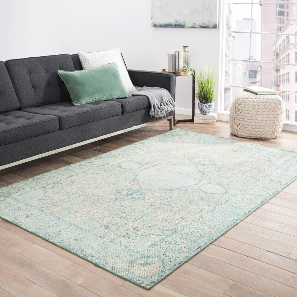 erbe blue wool Hand Knotted Rug - RoomScene