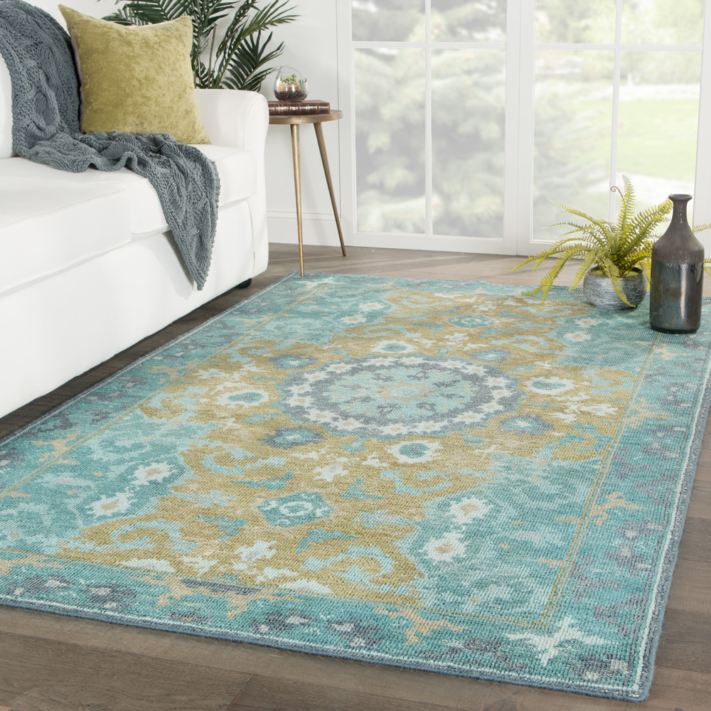 erbe green wool Hand Knotted Rug - RoomScene