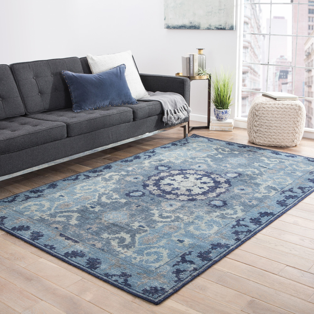 erbe blue wool Hand Knotted Rug - RoomScene