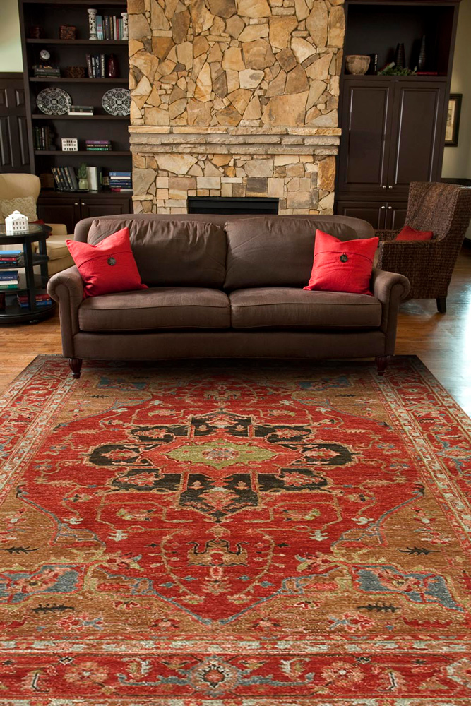 savana red and orange wool Hand Knotted Rug - RoomScene