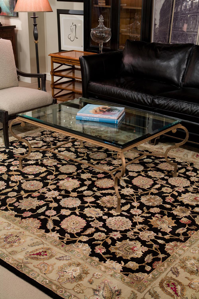 aurora grey and black wool and silk Hand Knotted Rug - RoomScene