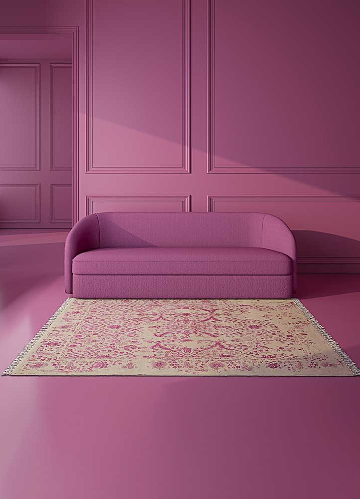 far east pink and purple wool and silk Hand Knotted Rug - RoomScene