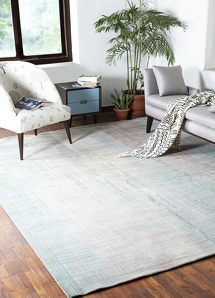 unstring by kavi green wool and bamboo silk Hand Knotted Rug - RoomScene