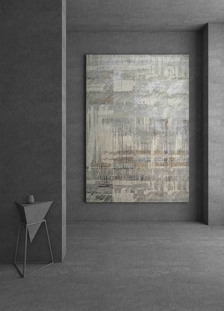 unstring by kavi ivory wool and bamboo silk Hand Knotted Rug - RoomScene