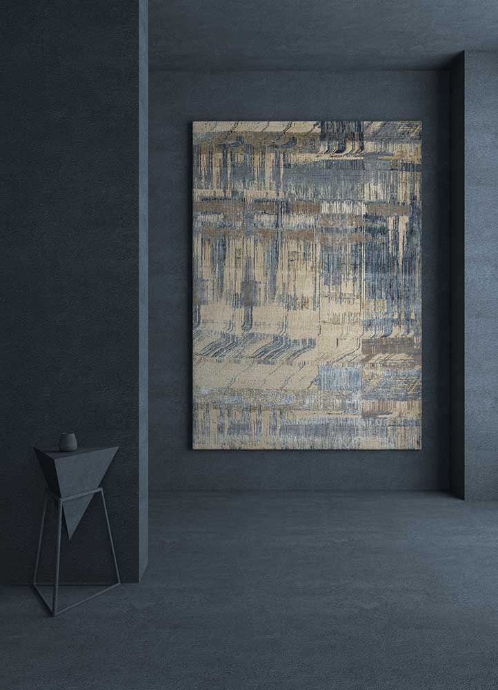 unstring by kavi beige and brown wool and bamboo silk Hand Knotted Rug - RoomScene