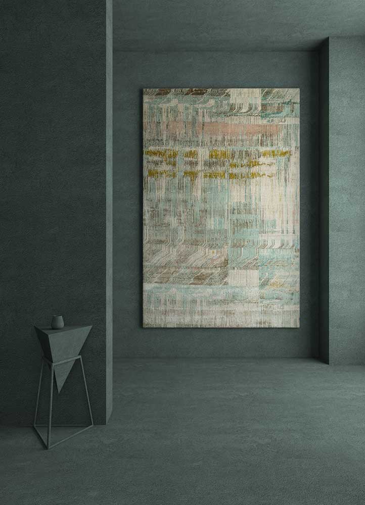 unstring by kavi green wool and bamboo silk Hand Knotted Rug - RoomScene