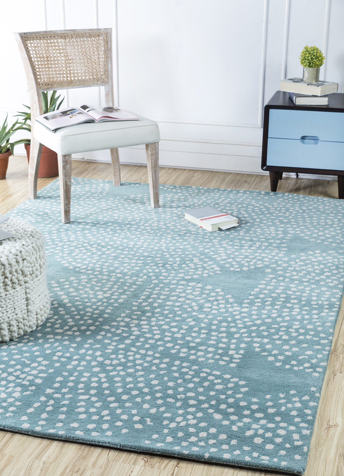 roar blue wool Hand Tufted Rug - RoomScene