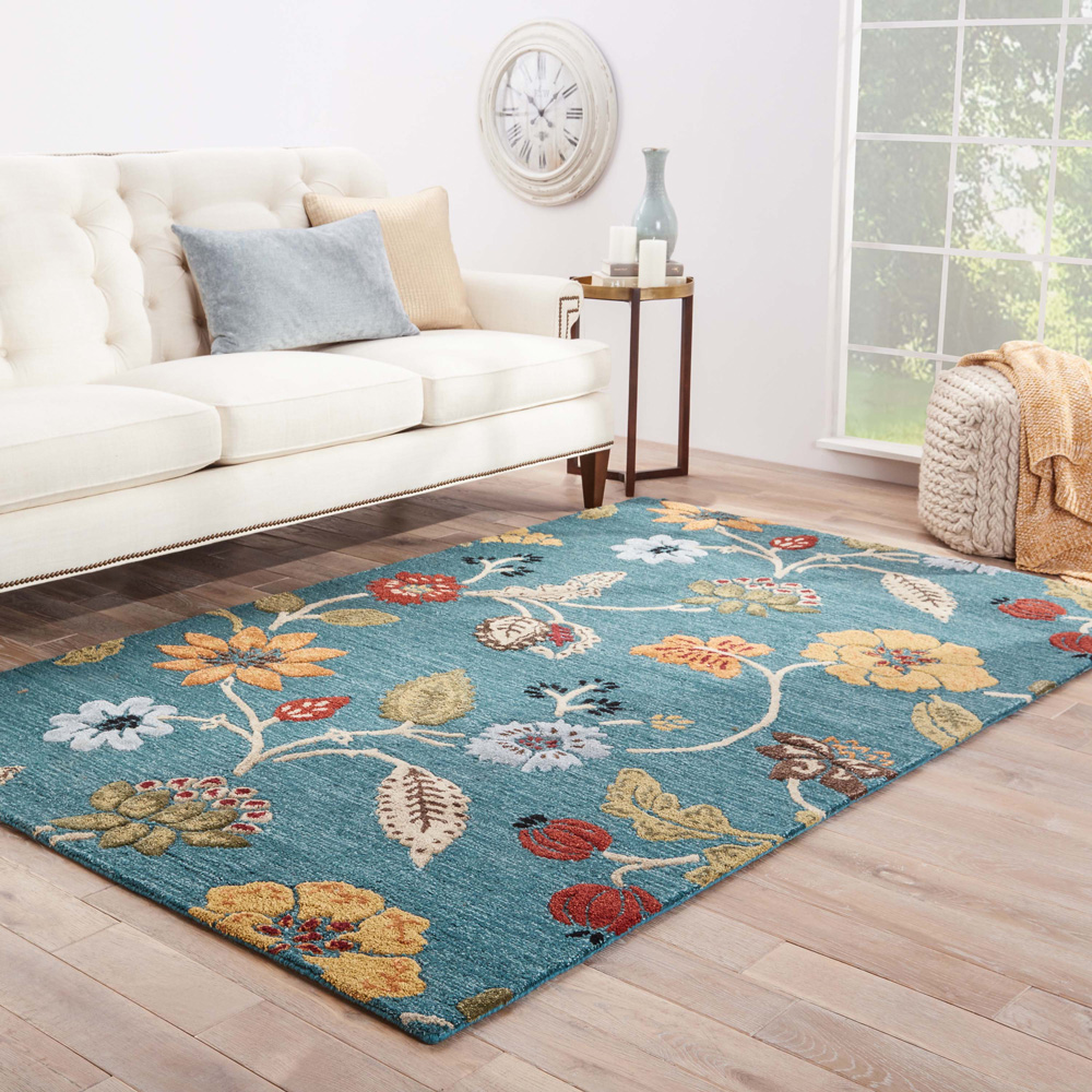 hacienda blue wool and viscose Hand Tufted Rug - RoomScene