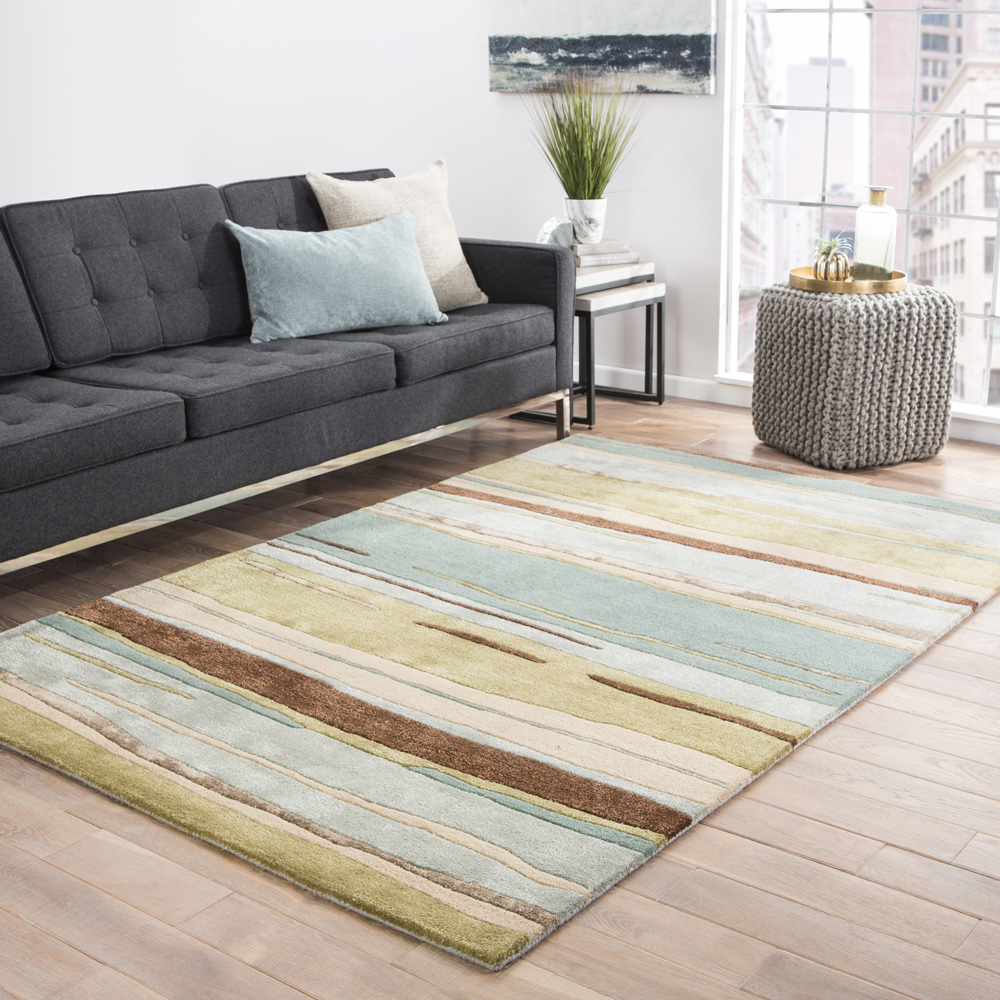 genesis green wool and viscose Hand Tufted Rug - RoomScene