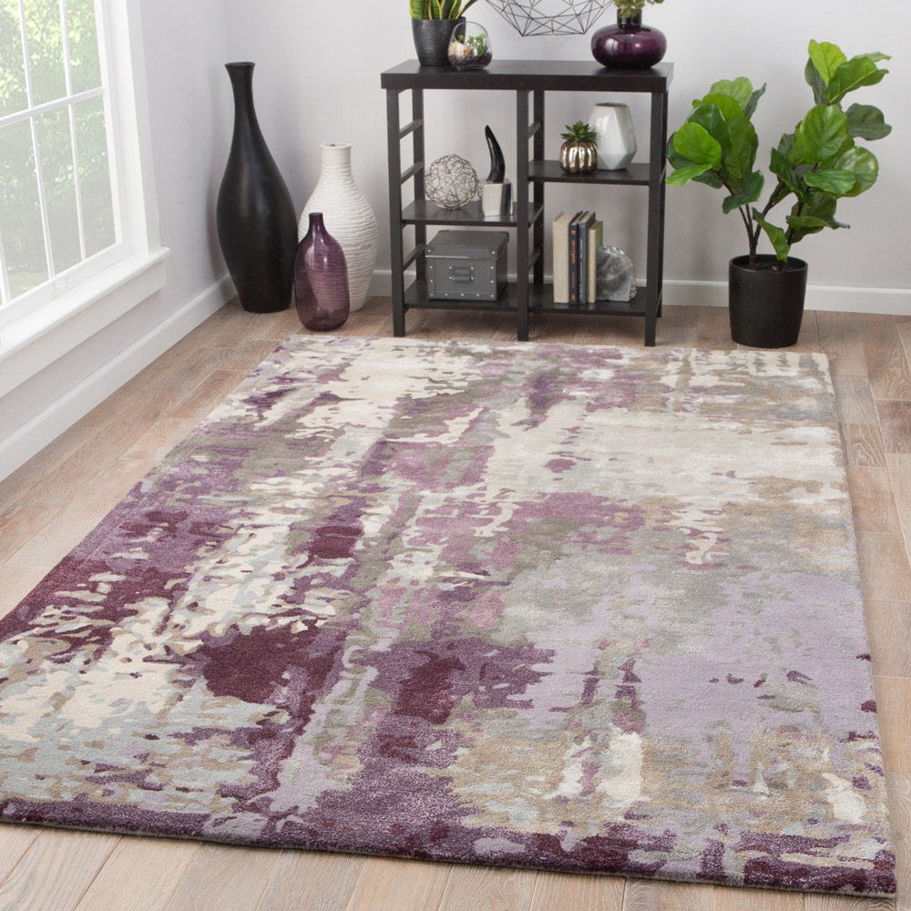 genesis pink and purple wool and viscose Hand Tufted Rug - RoomScene