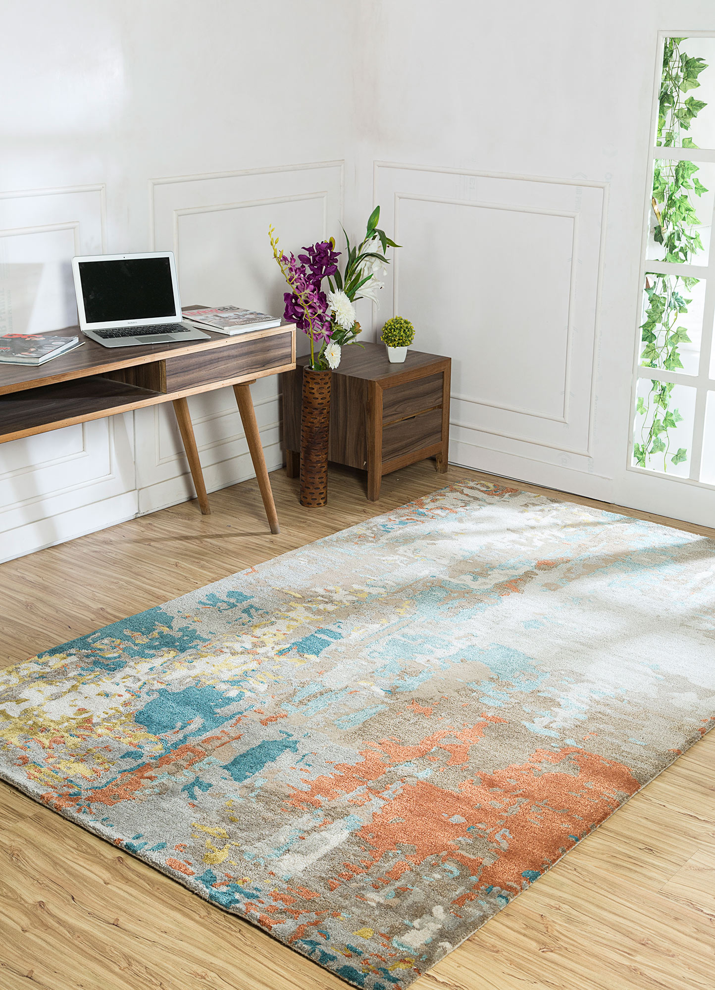 genesis beige and brown wool and viscose Hand Tufted Rug - RoomScene