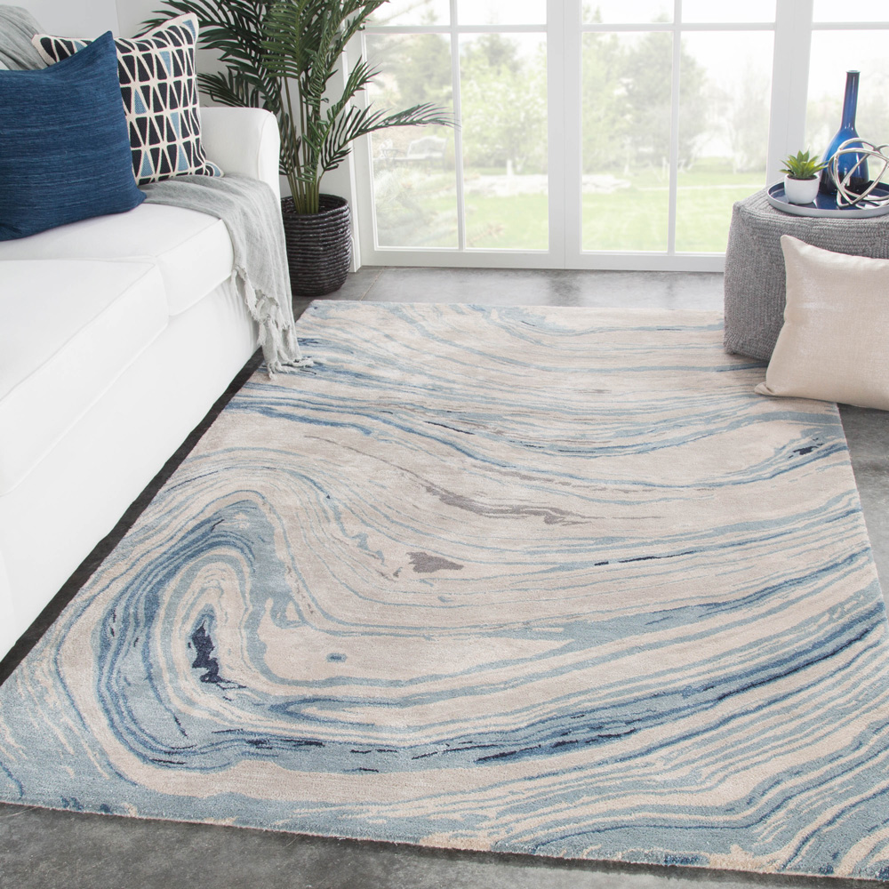 genesis blue wool and viscose Hand Tufted Rug - RoomScene