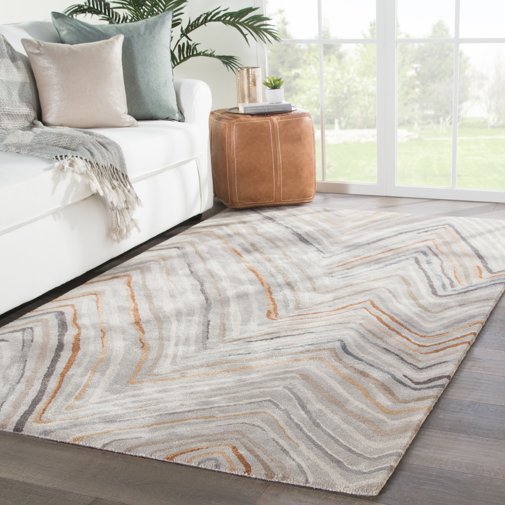 genesis beige and brown wool and viscose Hand Tufted Rug - RoomScene