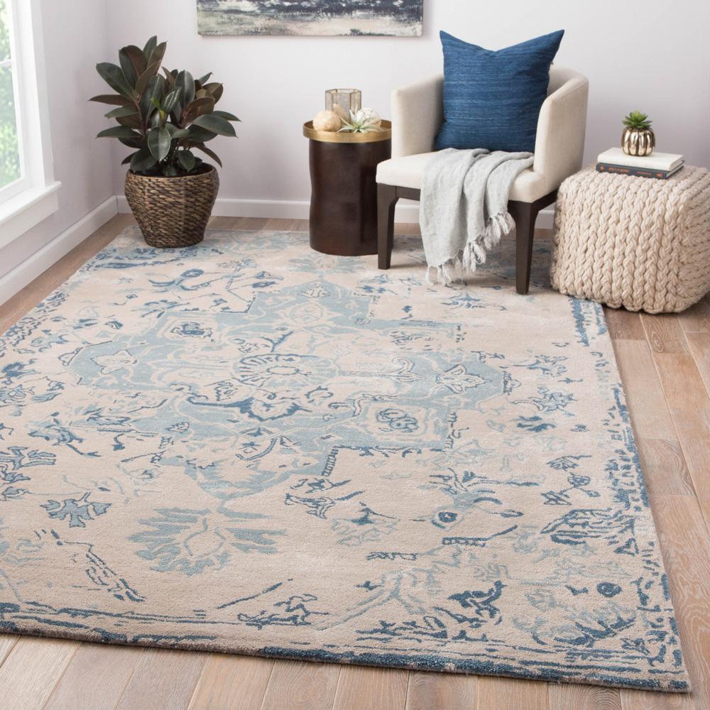 mythos blue wool and viscose Hand Tufted Rug - RoomScene