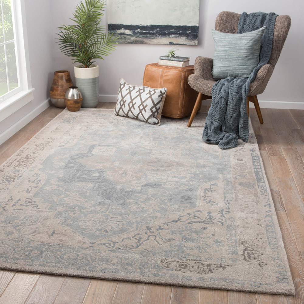 mythos grey and black wool and viscose Hand Tufted Rug - RoomScene