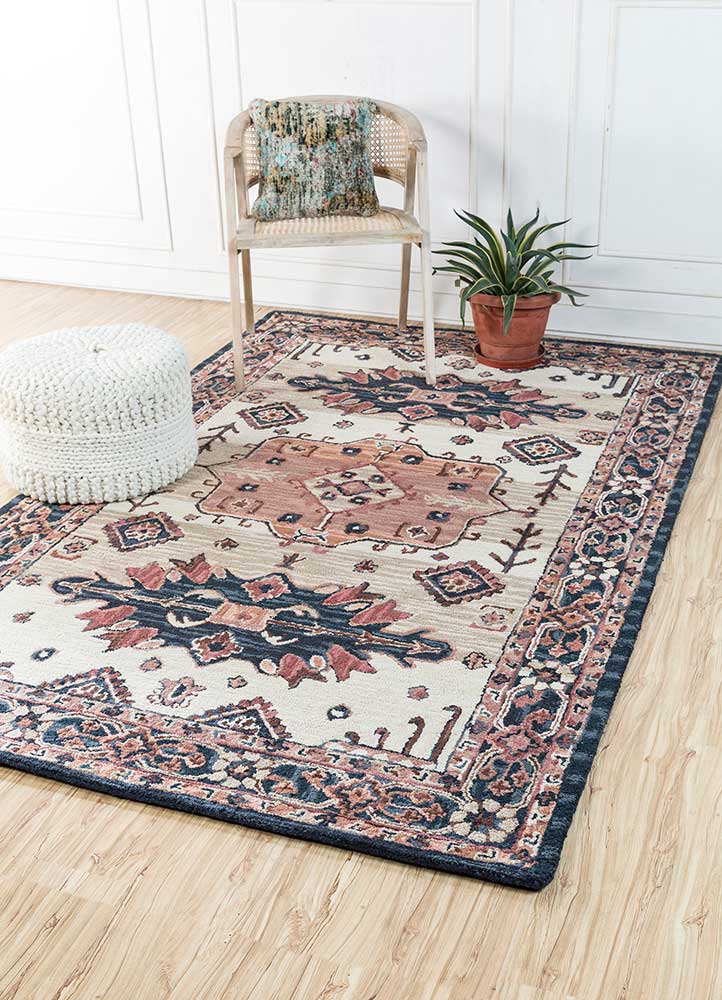 kasbah beige and brown wool Hand Tufted Rug - RoomScene