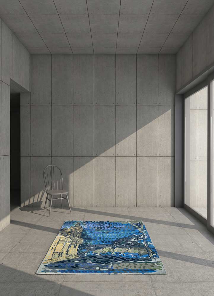 reminiscence blue wool and viscose Hand Tufted Rug - RoomScene