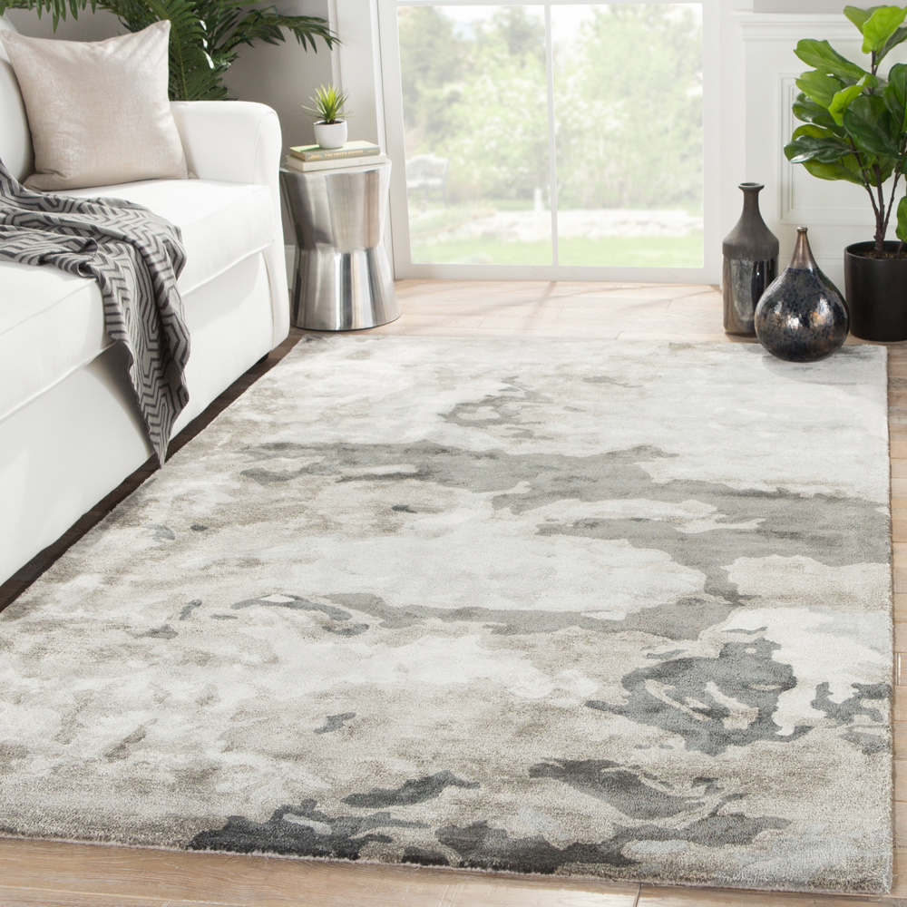 genesis grey and black viscose Hand Tufted Rug - RoomScene