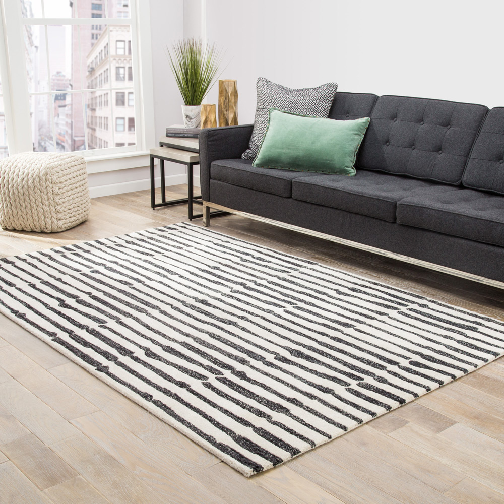 contour ivory wool and viscose Hand Tufted Rug - RoomScene