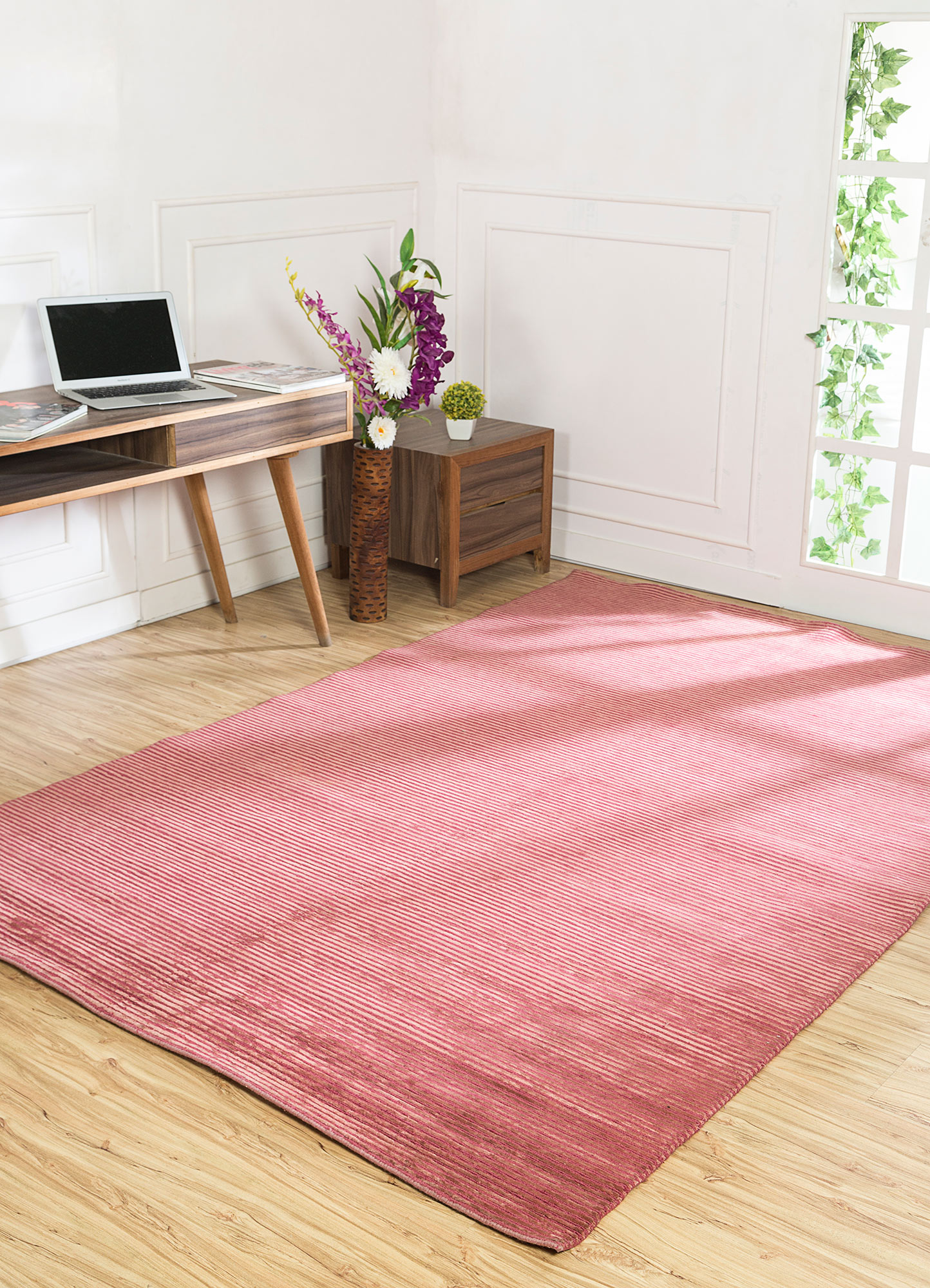 manifest red and orange wool and viscose Hand Knotted Rug - RoomScene