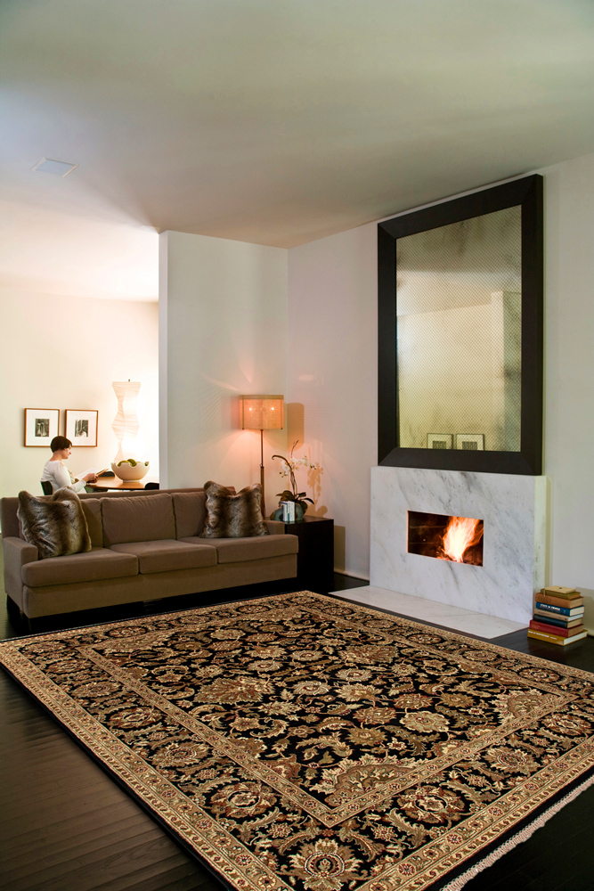 gulnar grey and black wool Hand Knotted Rug - RoomScene
